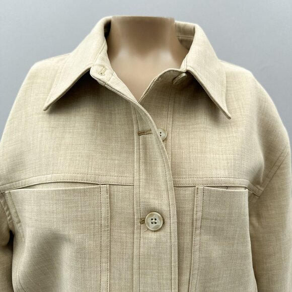 Aritzia Wilfred Little Cropped Jacket Heather Oat Beige Button Front Womens M - Picture 4 of 13